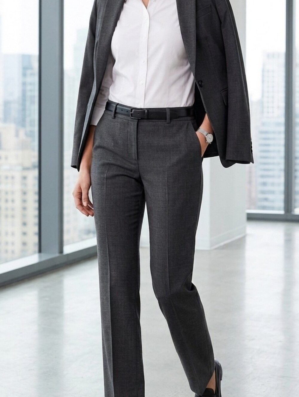New York & Company 7th Avenue Stretch Charcoal Dress Pants 16 Tall